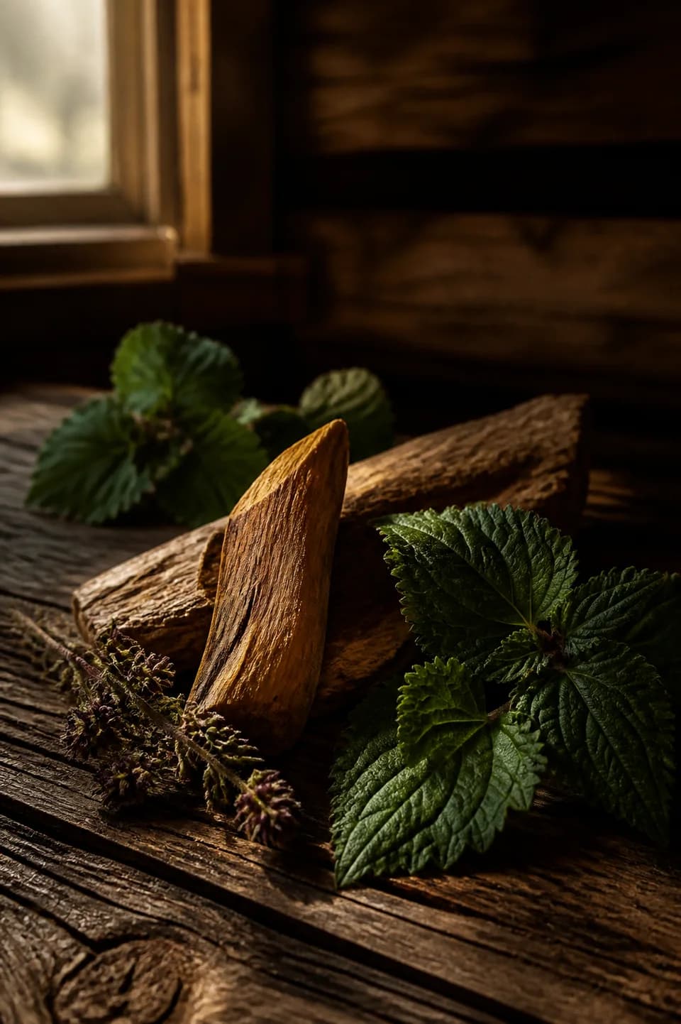 Miner's Cabin scent portrait featuring Sandalwood, patchouli