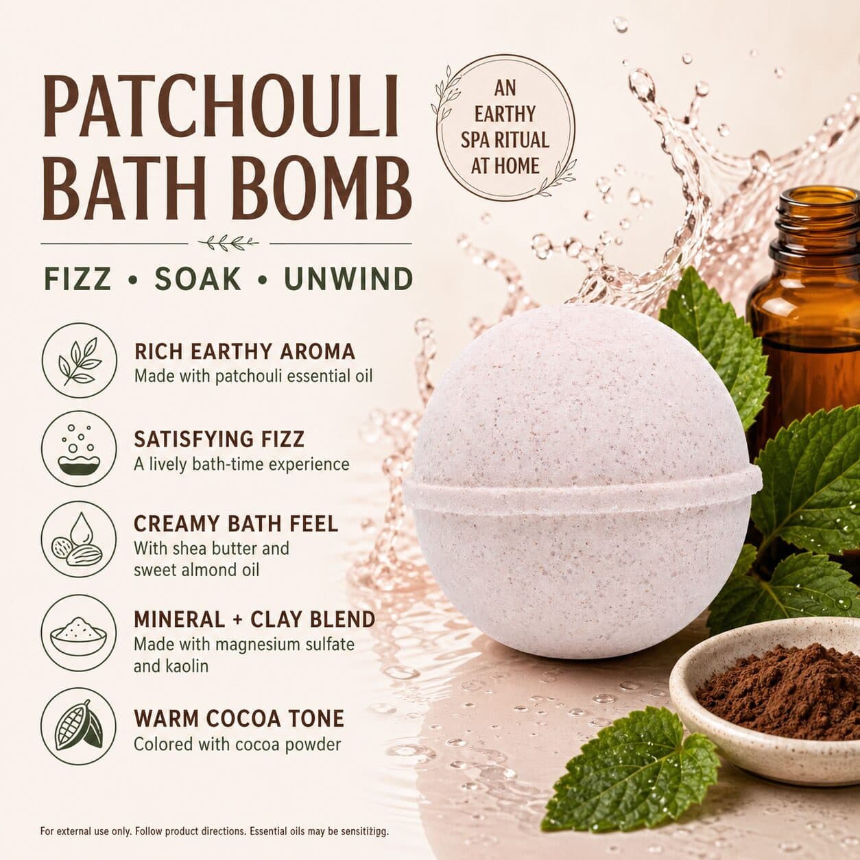 Patchouli All Natural Bath Bomb