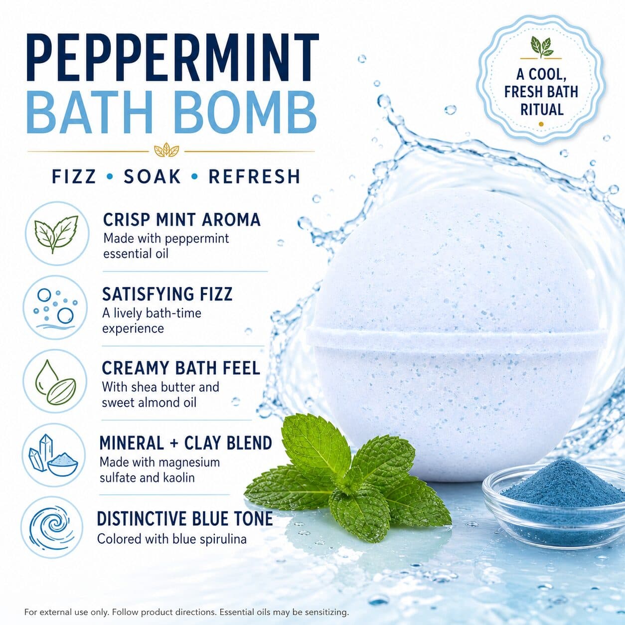 Peppermint All Natural Bath Bomb