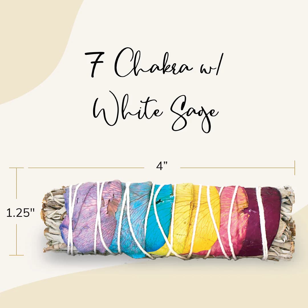 7 Chakra White Sage Smudge Stick