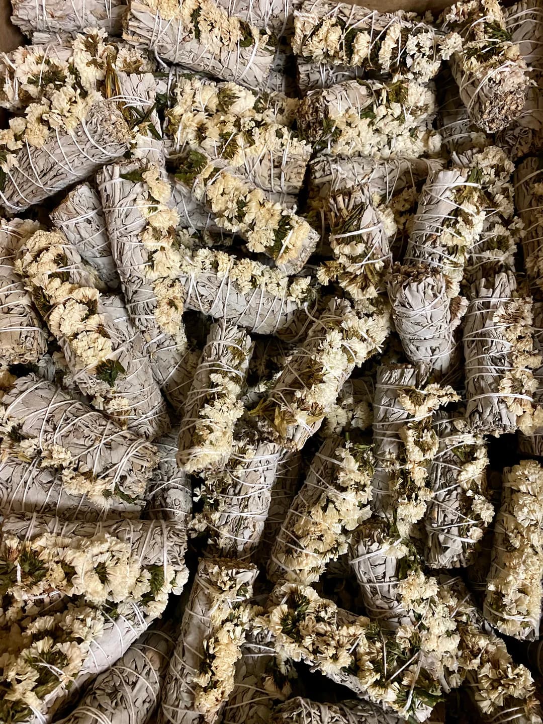 White Sinuata Flower White Sage Smudge Stick