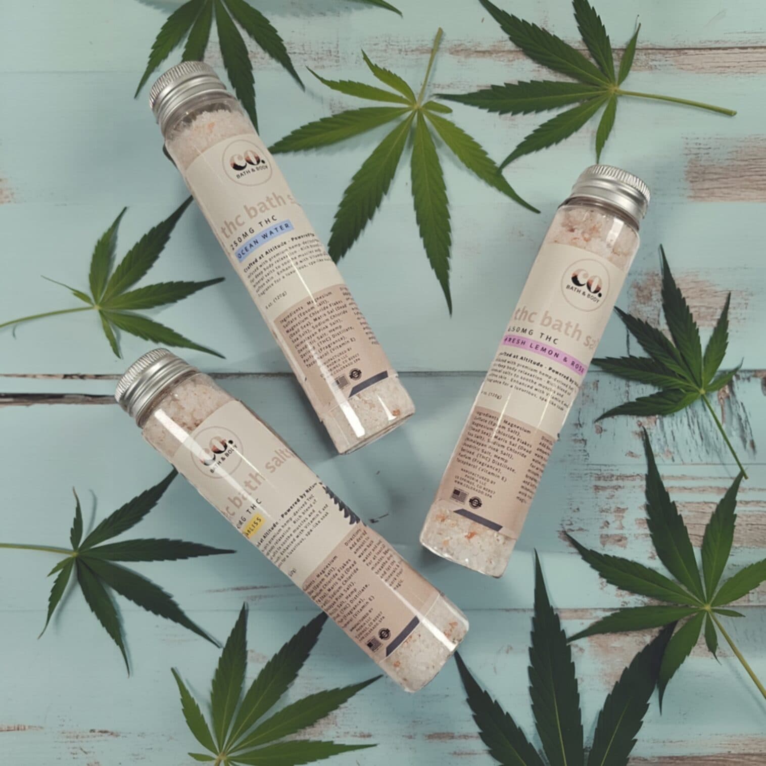 4 Pack THC Bath Salt Tube Gift Set