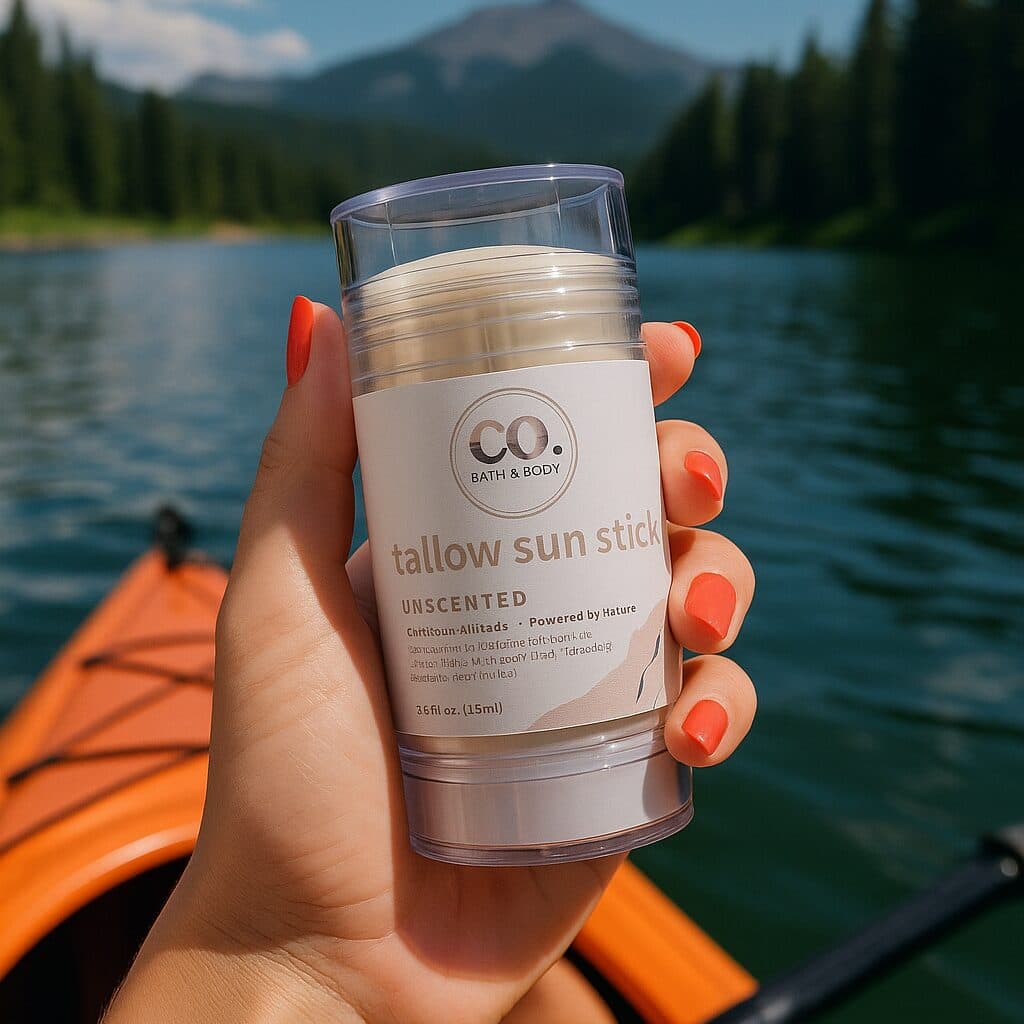Woman Kayaking with Tallow Sun Stick Sunscreen