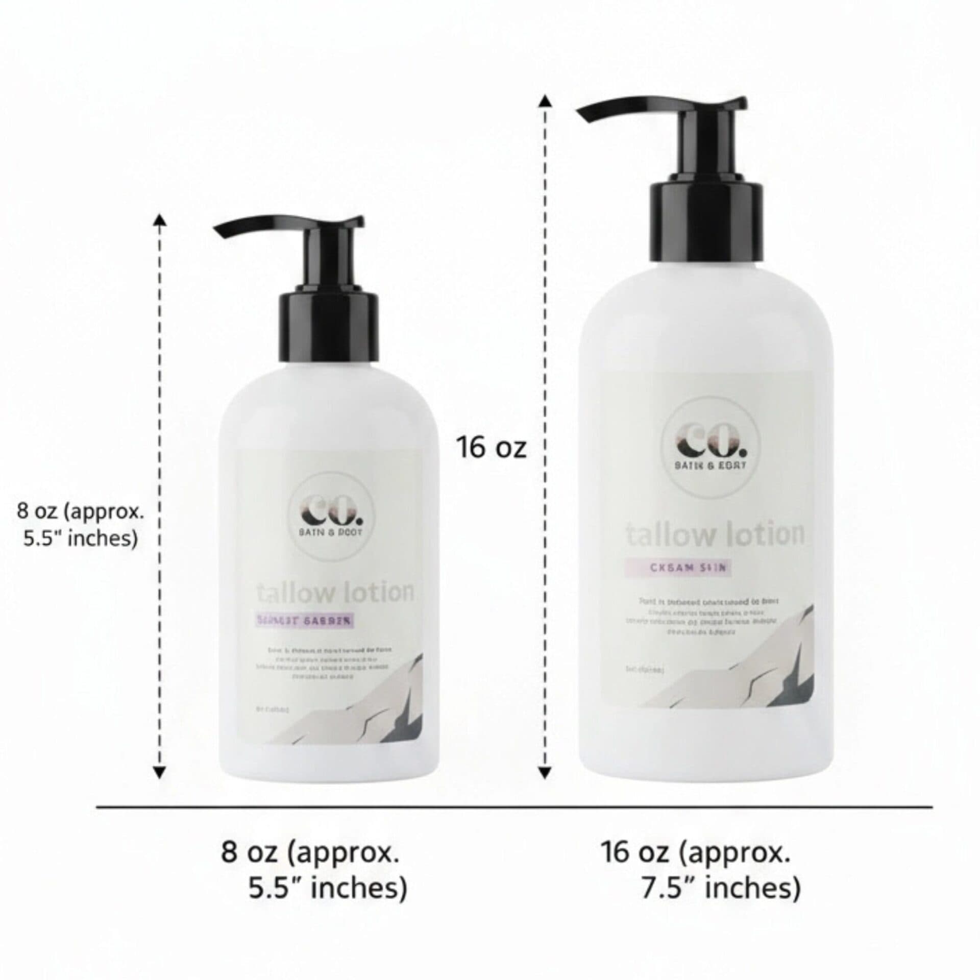 Tallow Lotion Sizes That We Offer at Colorado Bath & Body