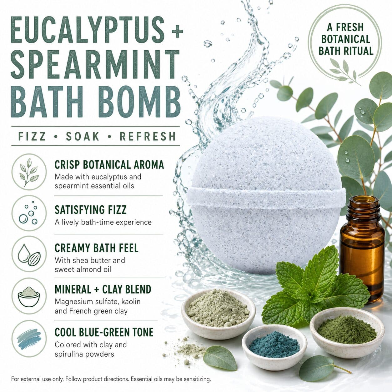 Eucalyptus Spearmint All Natural Bath Bomb