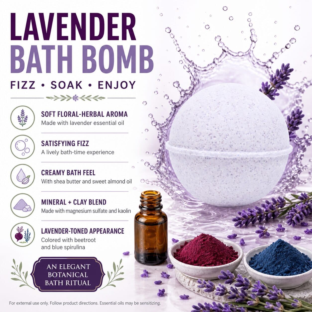 Lavender All Natural Bath Bomb