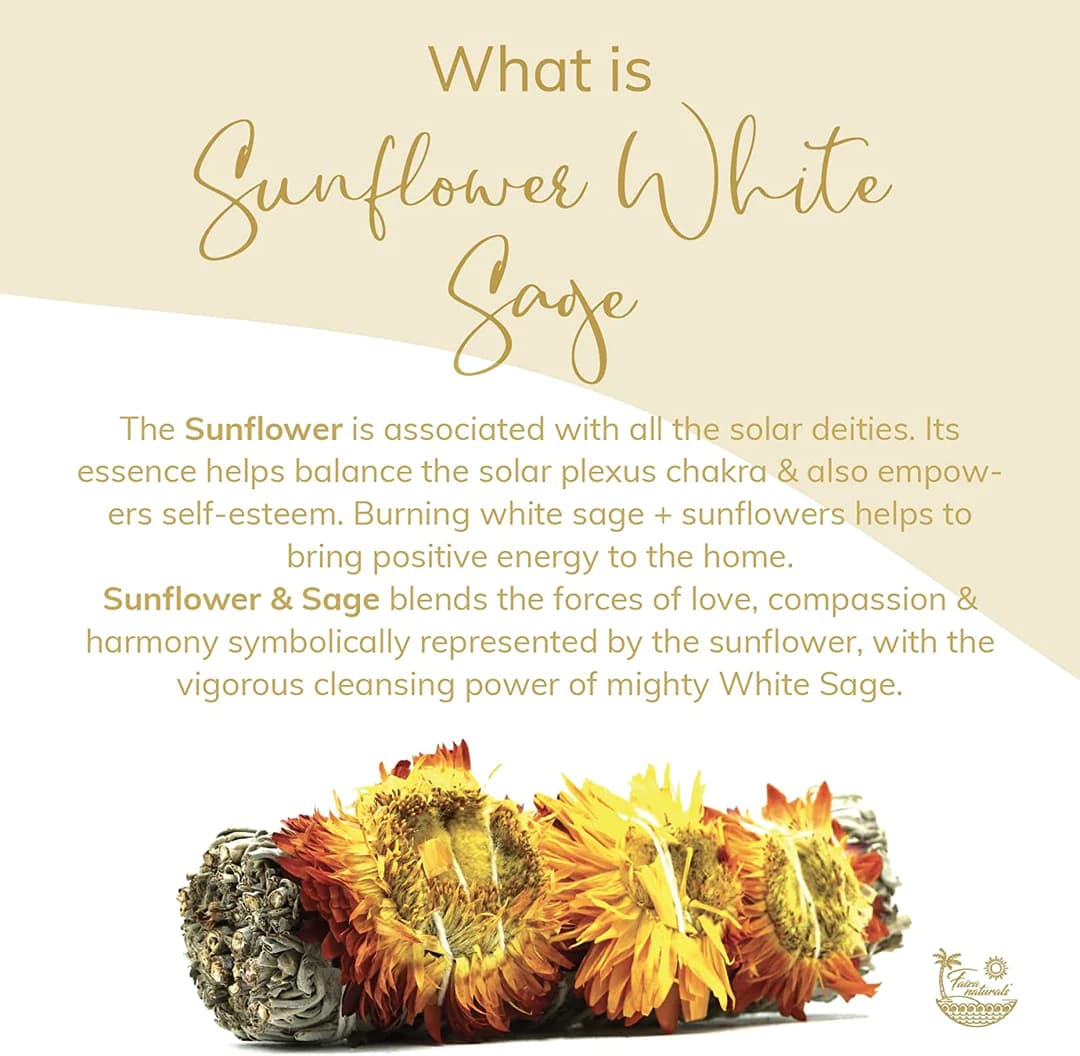 Yellow Sunflower and White Sage Smudge Stick