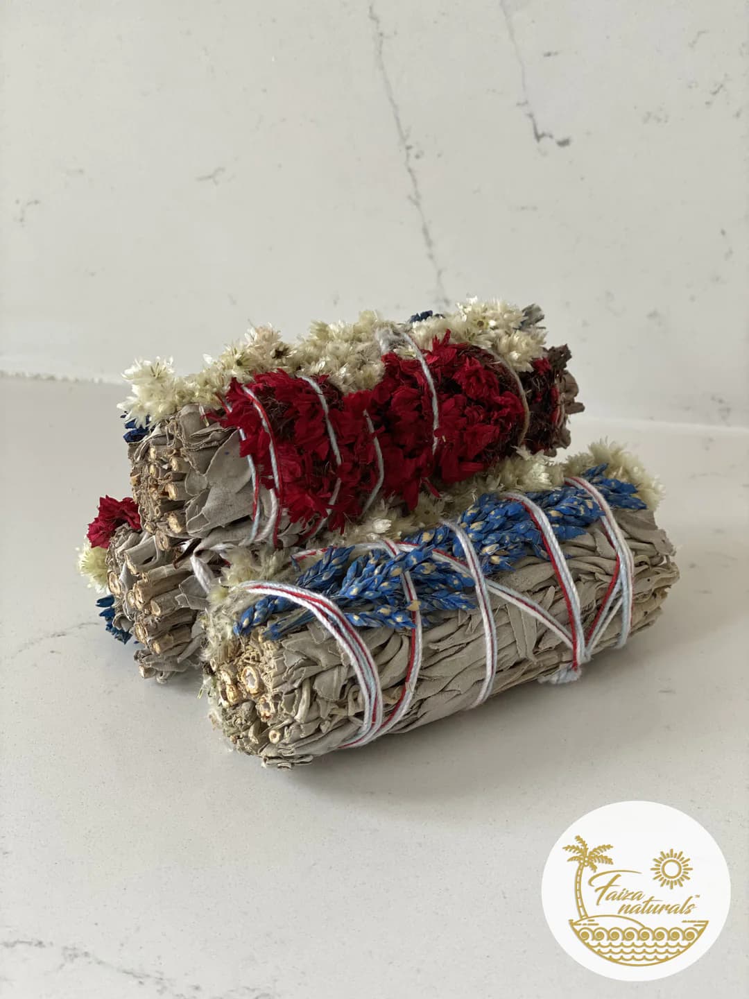 Triple Flower & White Sage Smudge Stick