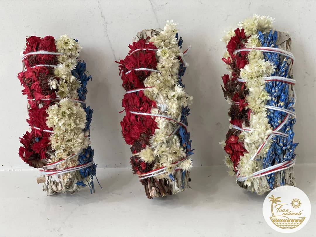 Triple Flower & White Sage Smudge Stick