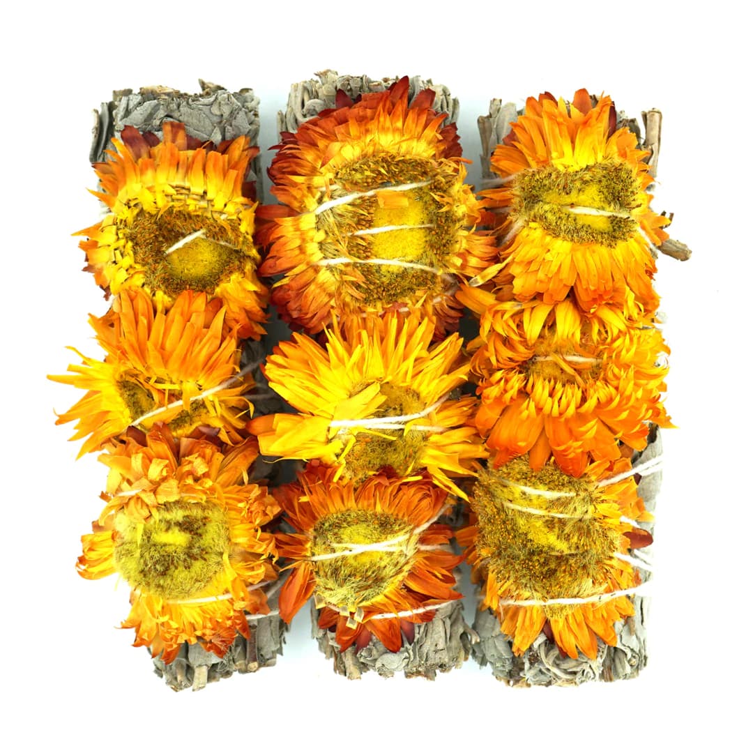 Yellow Sunflower and White Sage Smudge Stick