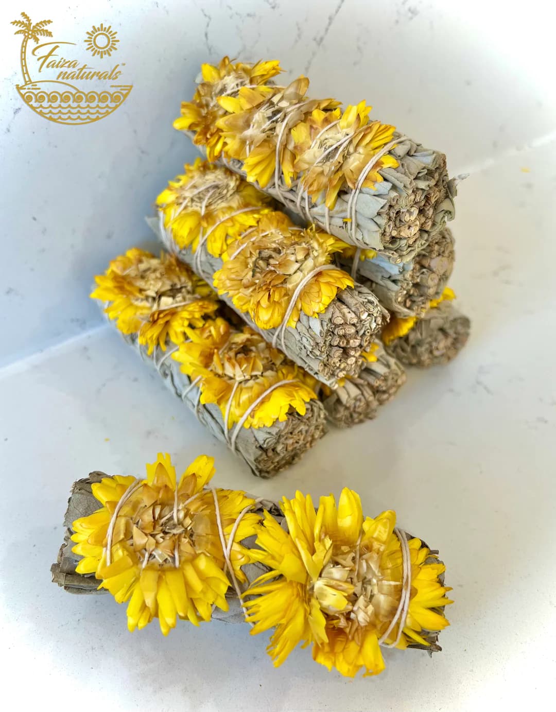 Yellow Sunflower and White Sage Smudge Stick