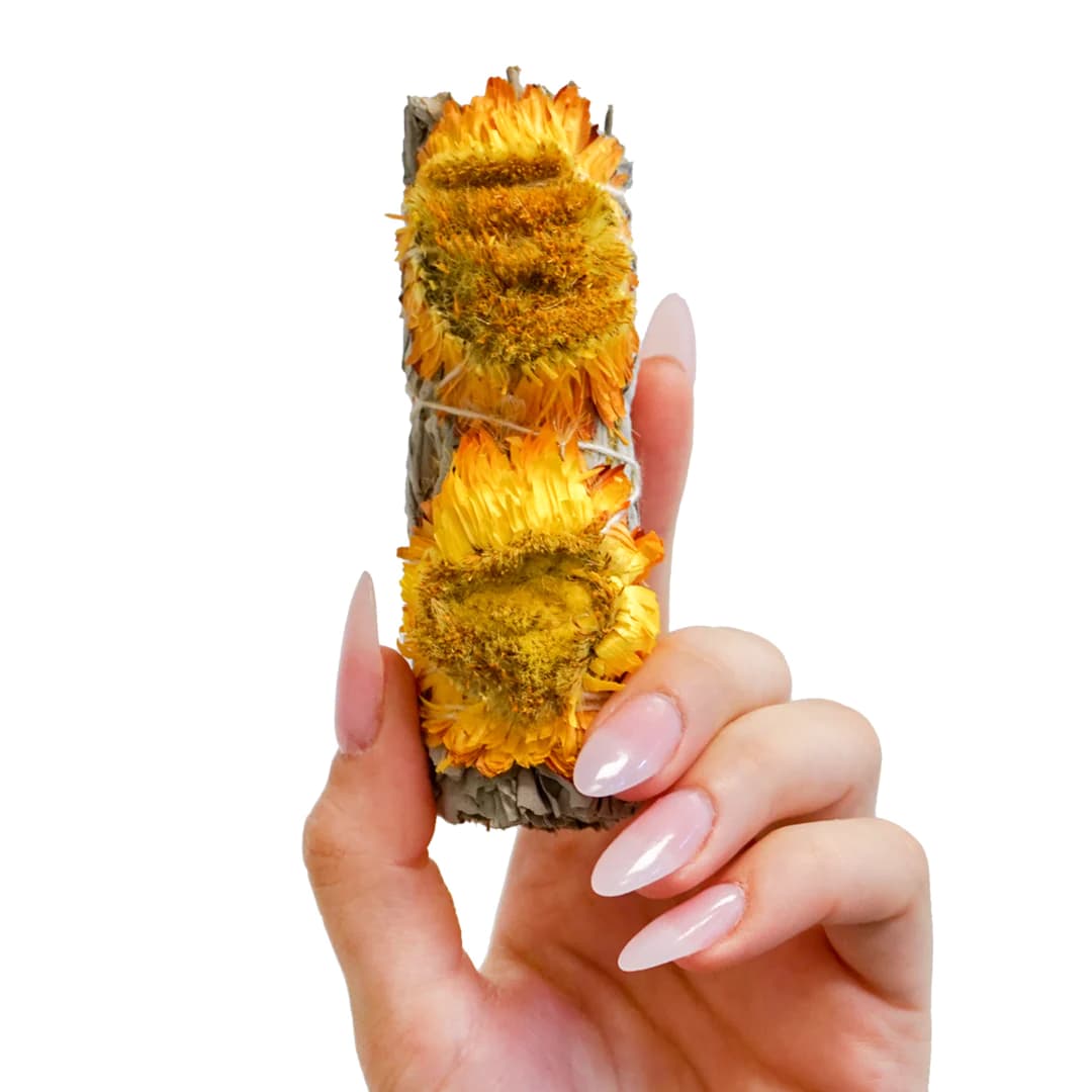 Yellow Sunflower and White Sage Smudge Stick