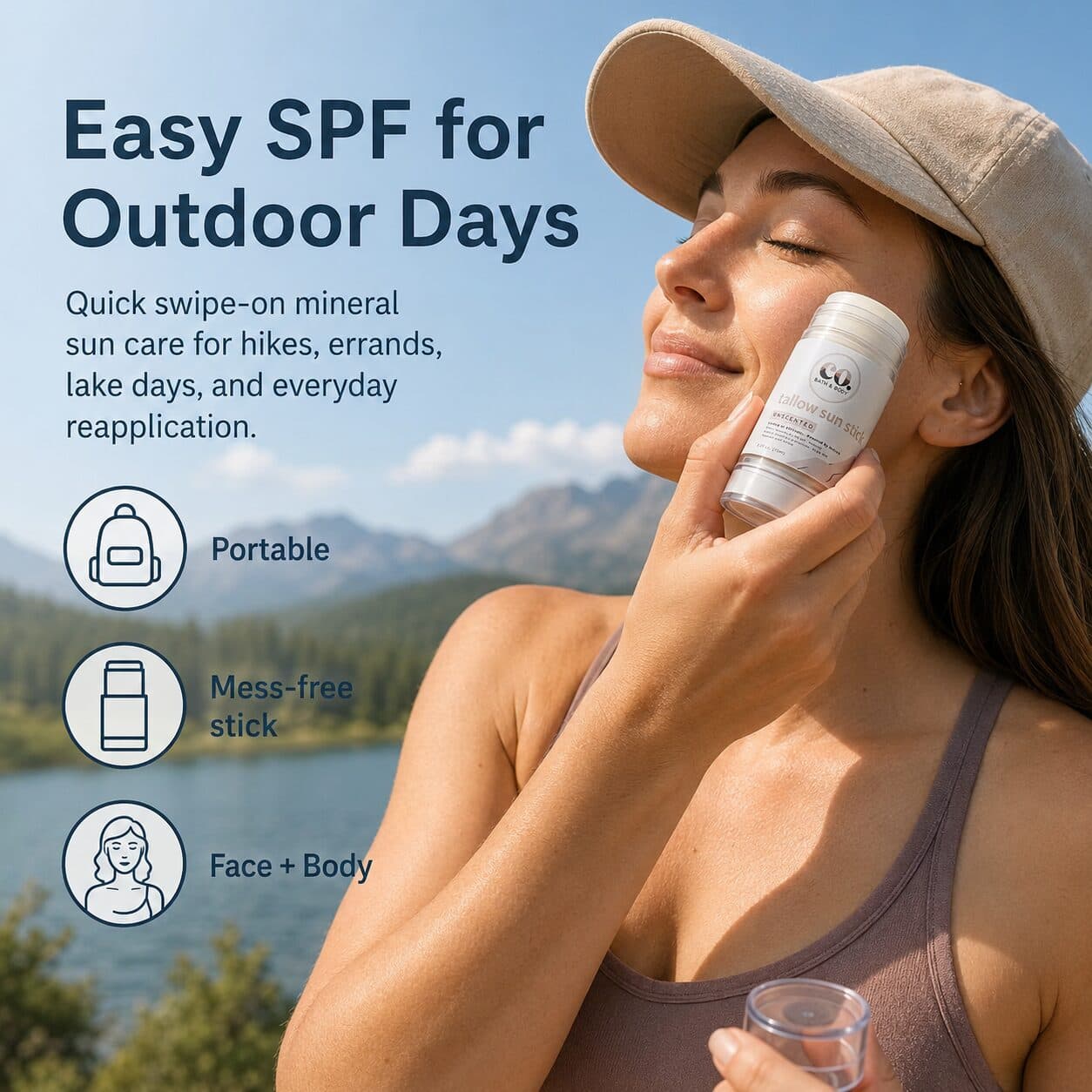 Natural Tallow Sun Stick – Mineral SPF 30 Sunscreen