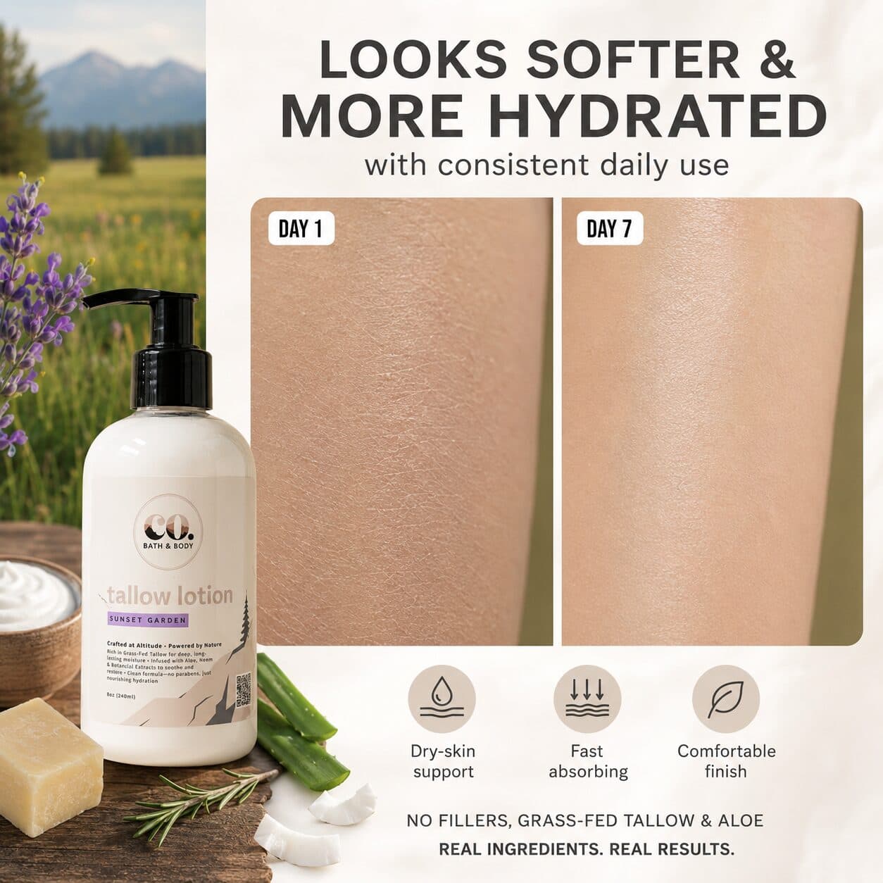 100% Grass Fed Beef Tallow Moisturizing Lotion
