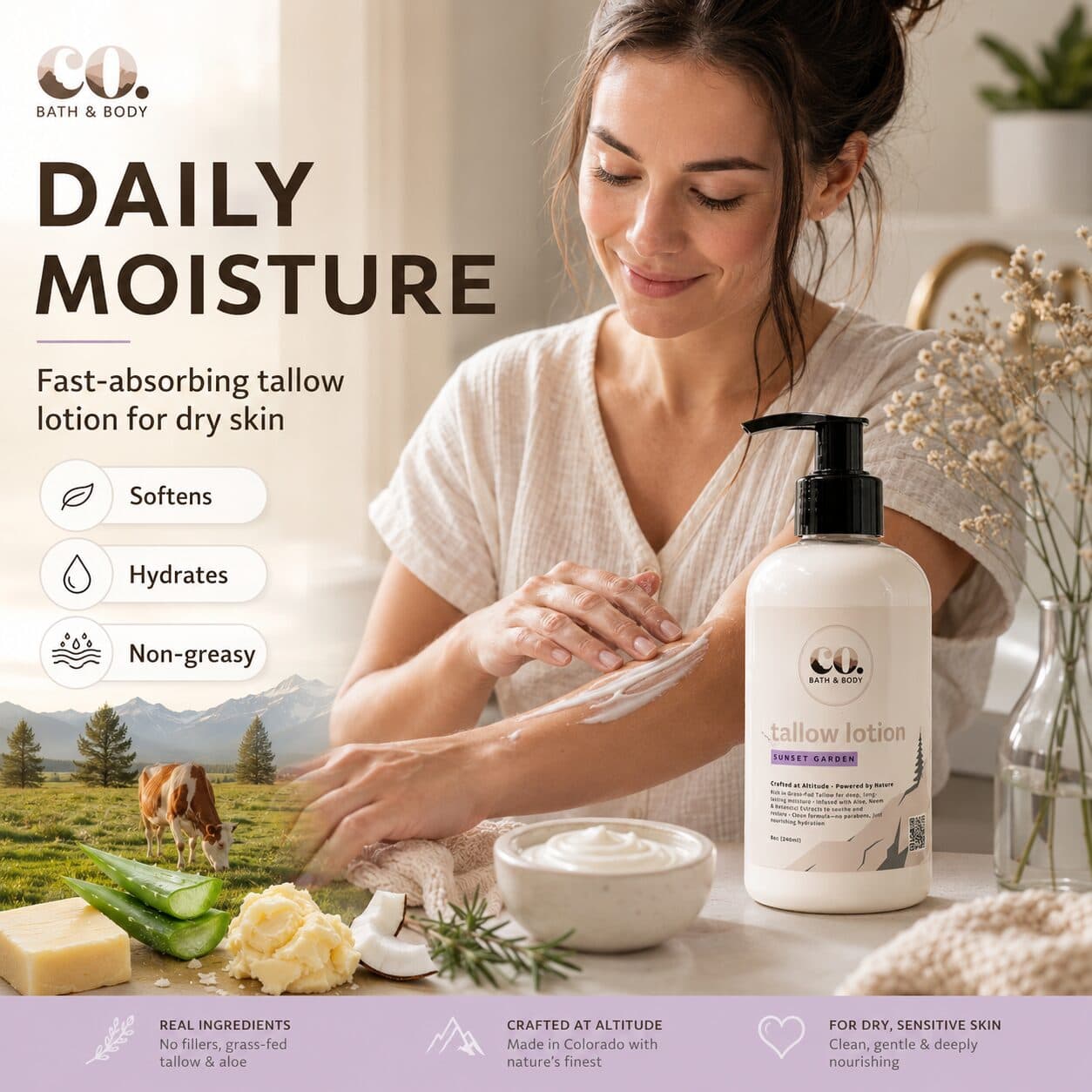 100% Grass Fed Beef Tallow Moisturizing Lotion