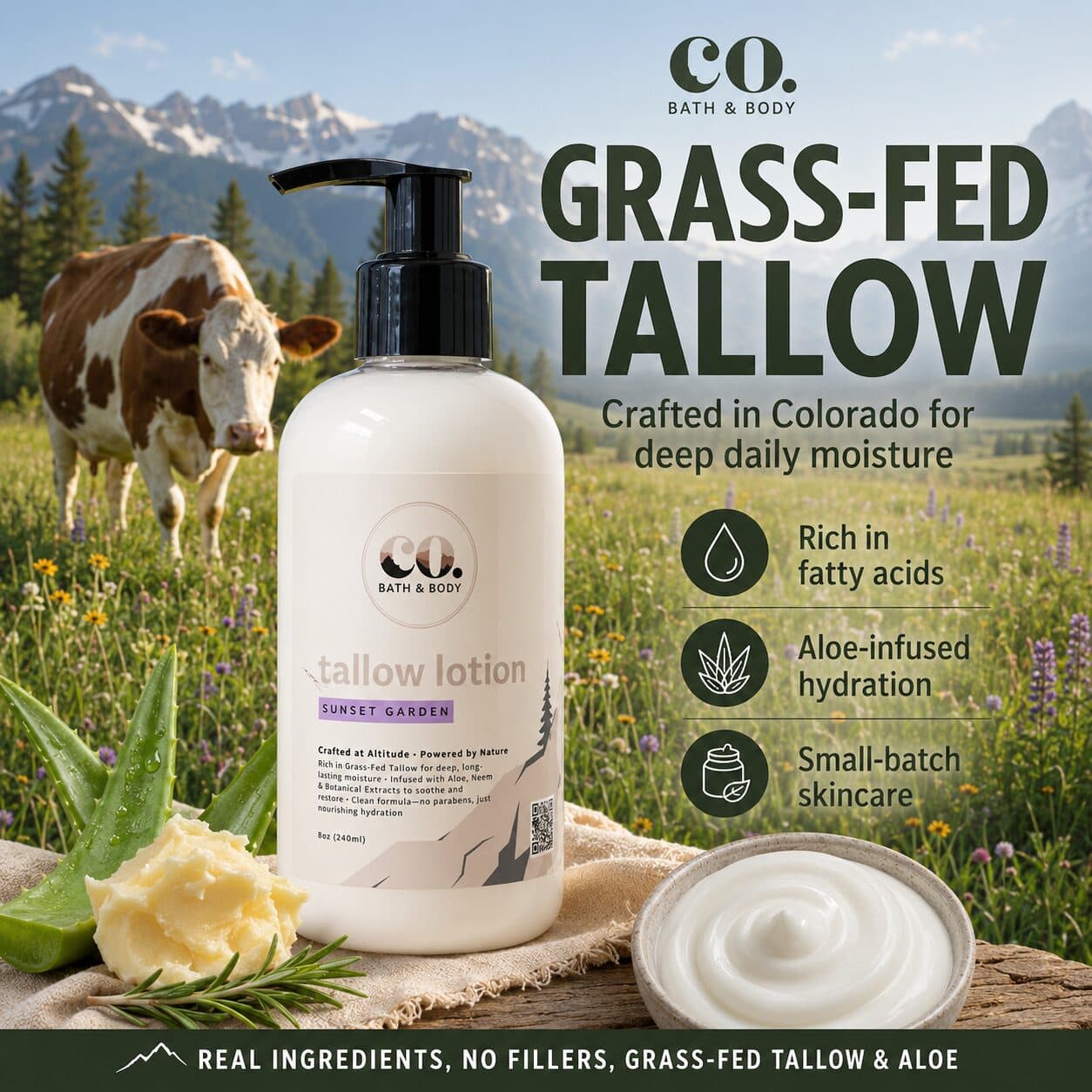 100% Grass Fed Beef Tallow Moisturizing Lotion
