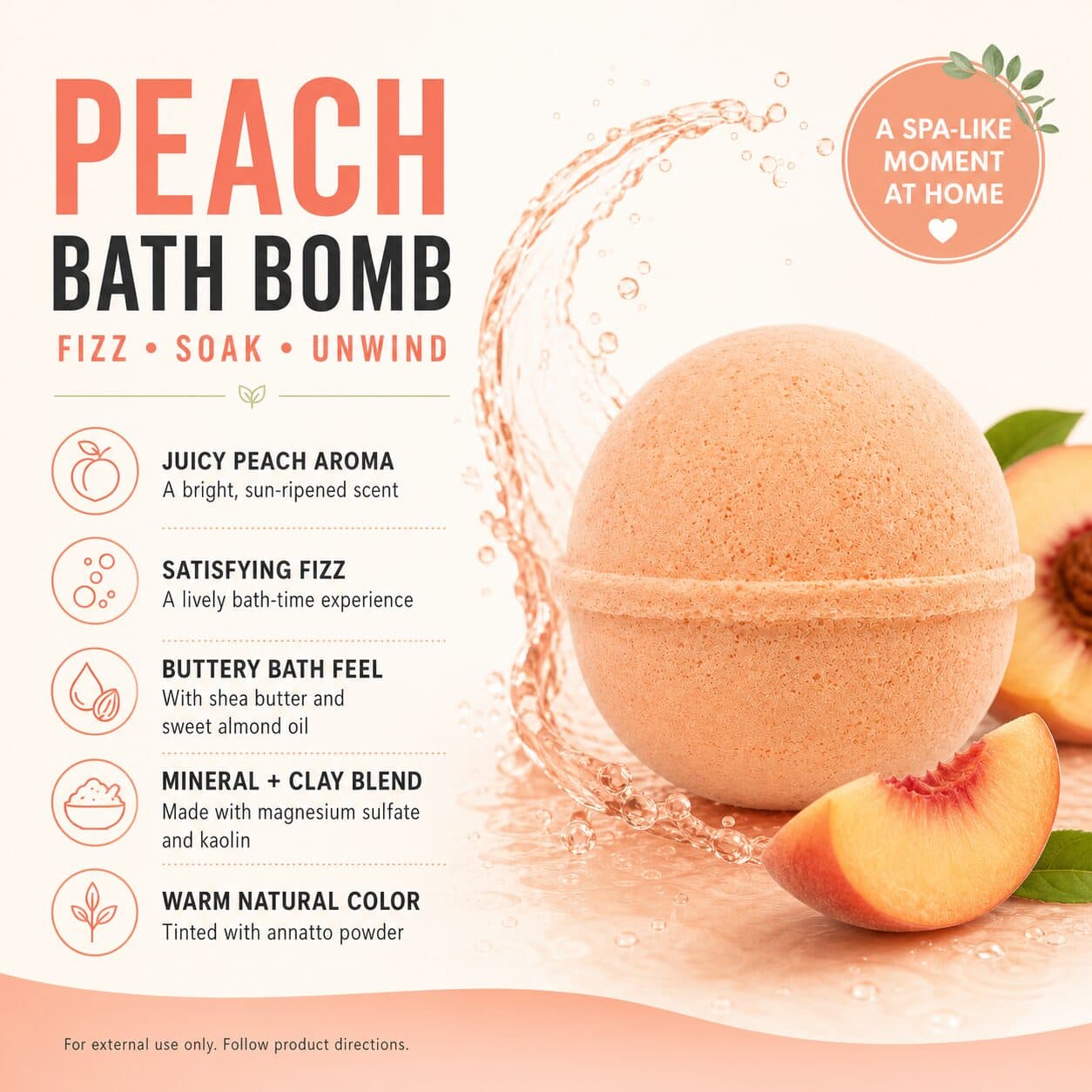 Peach Mesa All Natural Bath Bomb