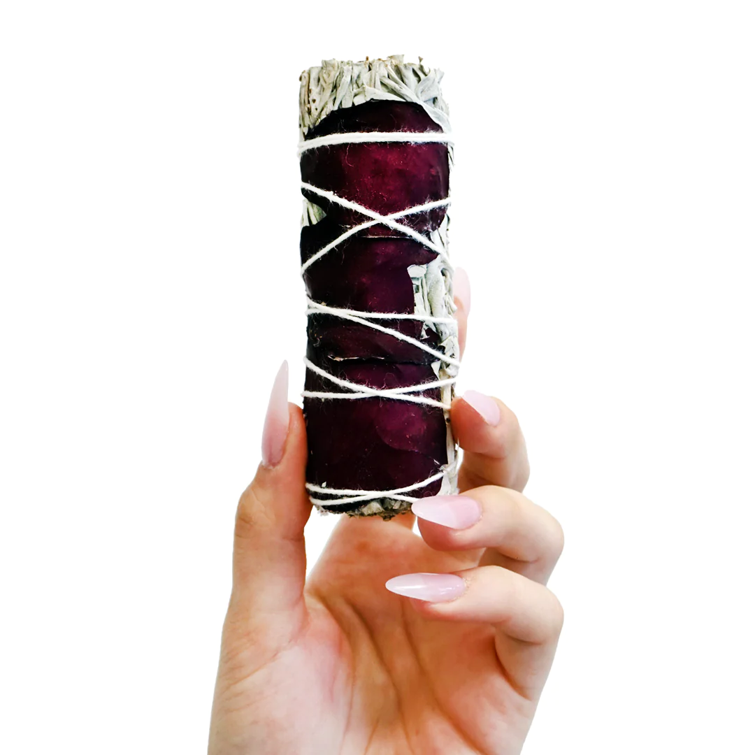 Rose Petals and White Sage Smudge Stick